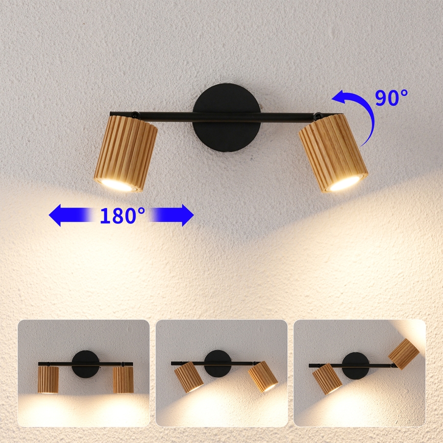 Brilagi - Spot MODERN WOOD 2xGU10/8W/230V, lemn/negru