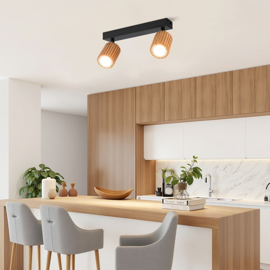 Brilagi - Spot MODERN WOOD 2xGU10/8W/230V lemn/negru