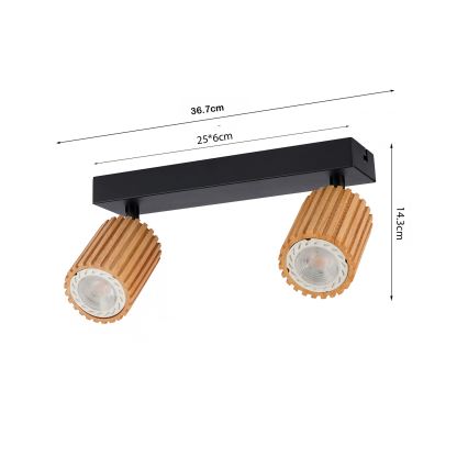 Brilagi - Spot MODERN WOOD 2xGU10/8W/230V lemn/negru