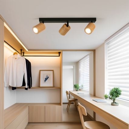 Brilagi - Spot MODERN WOOD 3xGU10/8W/230V lemn/negru