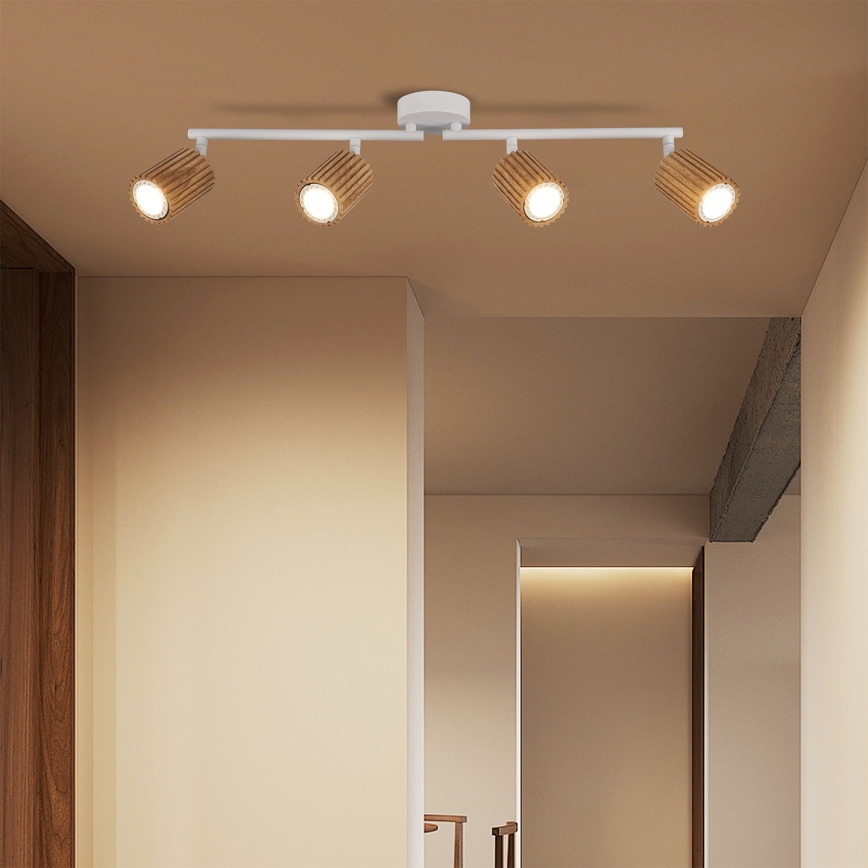 Brilagi - Spot MODERN WOOD 4xGU10/8W/230V lemn/alb