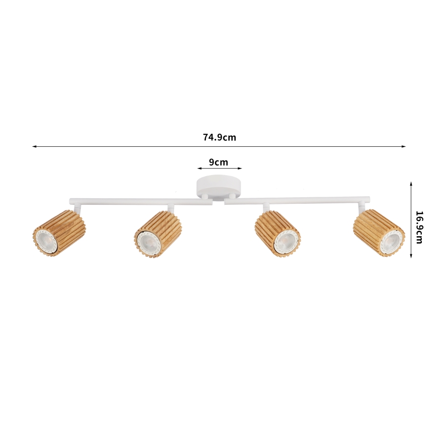 Brilagi - Spot MODERN WOOD 4xGU10/8W/230V lemn/alb