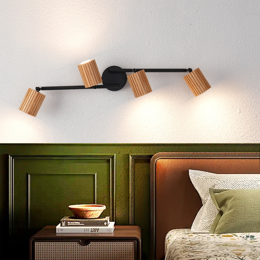 Brilagi - Spot MODERN WOOD 4xGU10/8W/230V lemn/negru