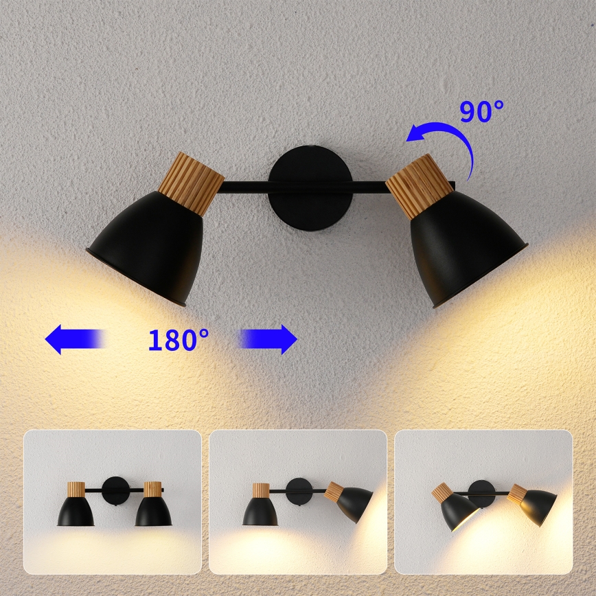 Brilagi - Spot ODENSE 2xE14/10W/230V lemn de cauciuc/negru