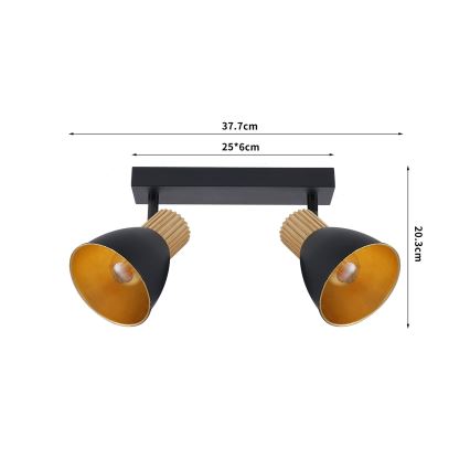 Brilagi - Spot ODENSE 2xE14/10W/230V lemn de cauciuc/negru