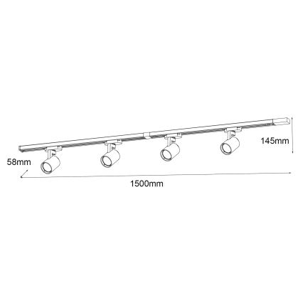 Brilagi - Spot pentru șină HUSKY, 4 x GU10, 10 W, 230 V, alb