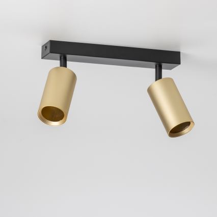 Brilagi - Spot LED RGBW reglabil SELE GOLDEN 2xGU10/4,8W/230V 3000K negru/auriu + telecomandă