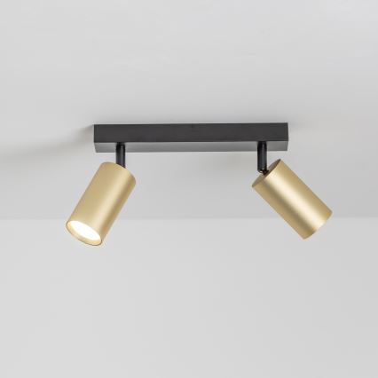 Brilagi - Spot LED RGBW reglabil SELE GOLDEN 2xGU10/4,8W/230V 3000K negru/auriu + telecomandă