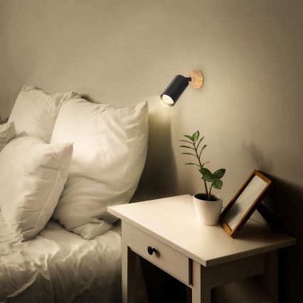 Brilagi - Spot SELE 1xGU10/30W/230V, negru/decor stejar