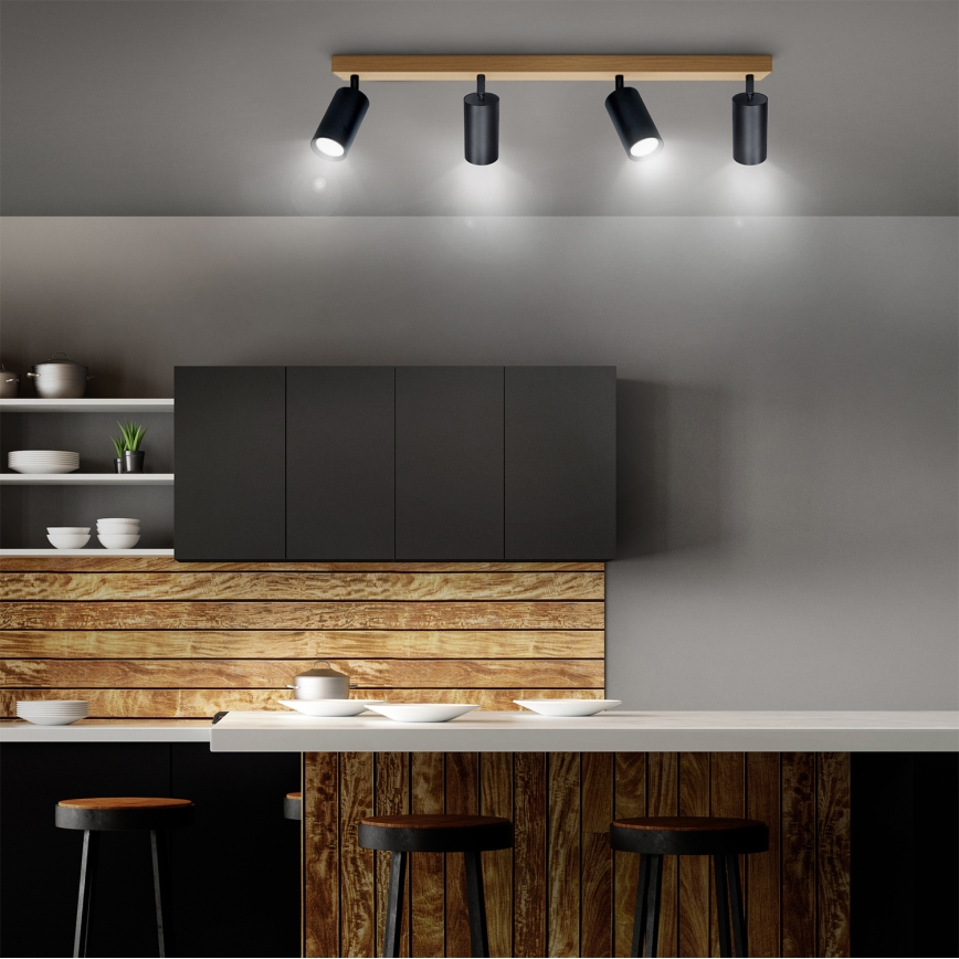 Brilagi - Spot SELE 4xGU10/30W/230V negru/decor stejar