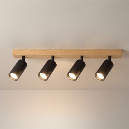 Brilagi - Spot SELE 4xGU10/30W/230V negru/decor stejar