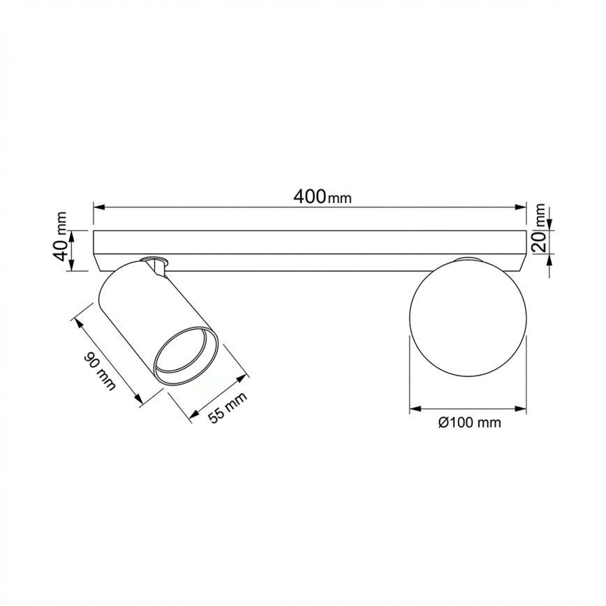 Brilagi - Spot SELE BALL 1xGU10/30W/230V + 1xG9/10W, negru