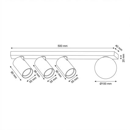Brilagi - Spot SELE BALL, 3x GU10/30W/230V + 1x G9/10W, negru
