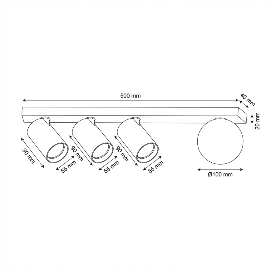 Brilagi - Spot SELE BALL, 3x GU10/30W/230V + 1x G9/10W, negru