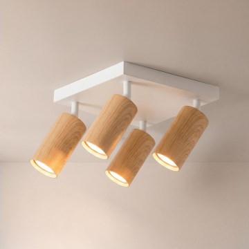 Brilagi - Spot SELE SQUARE 4xGU10/30W/230V alb/decor stejar