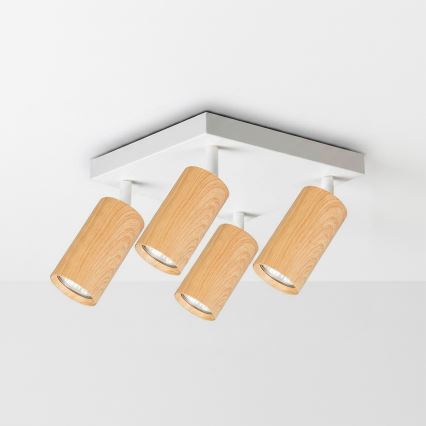 Brilagi - Spot SELE SQUARE 4xGU10/30W/230V alb/decor stejar
