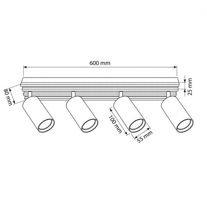 Brilagi - Spot SELE WOOD, 4x GU10, 30W, 230V, negru/lemn