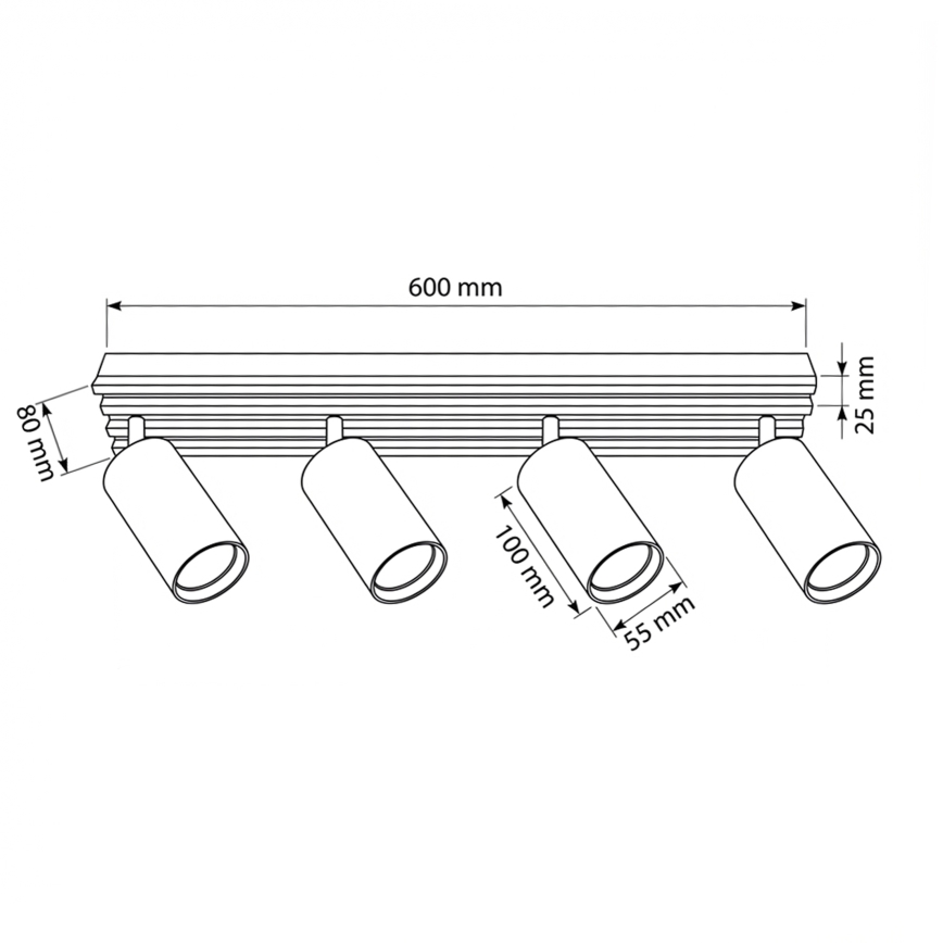 Brilagi - Spot SELE WOOD, 4x GU10, 30W, 230V, negru/lemn