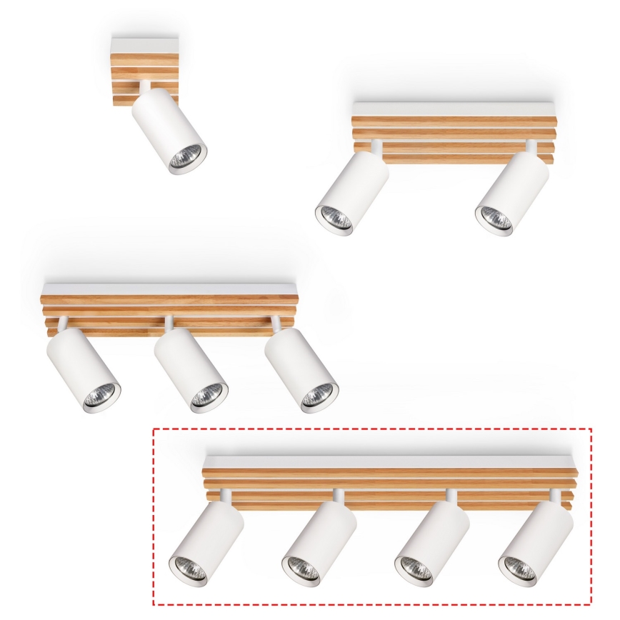 Brilagi - Spot SELE WOOD 4xGU10/30W/230V alb/lemn
