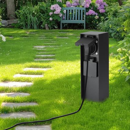 Brilagi - Stâlp exterior de prize PILLAR, 2 prize SCHUKO, 230 V, IP44, negru