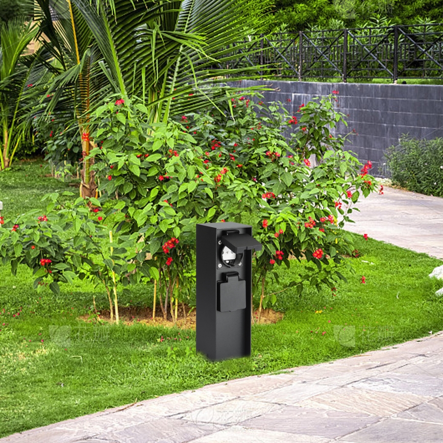 Brilagi - Stâlp exterior de prize PILLAR, 2 prize SCHUKO, 230 V, IP44, negru