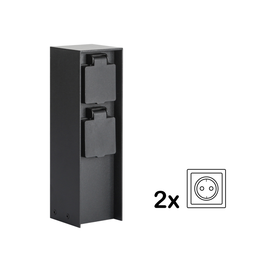 Brilagi - Stâlp exterior de prize PILLAR, 2 prize SCHUKO, 230 V, IP44, negru
