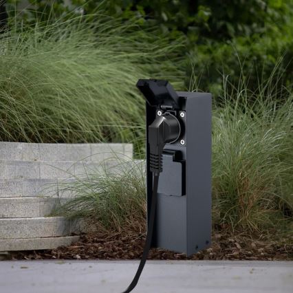 BRILAGI - Stâlp exterior de prize PILLAR, 2 prize SCHUKO, 230 V, IP44, negru