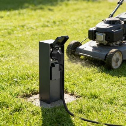 BRILAGI - Stâlp exterior de prize PILLAR, 2 prize SCHUKO, 230 V, IP44, negru