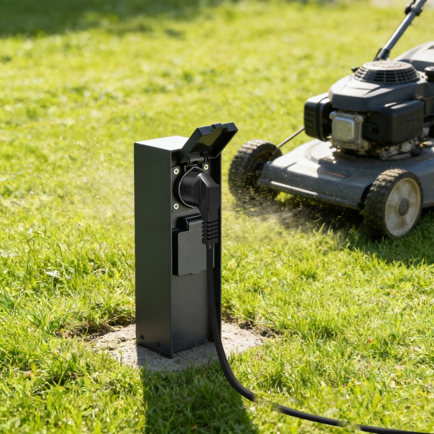 BRILAGI - Stâlp exterior de prize PILLAR, 2 prize SCHUKO, 230 V, IP44, negru