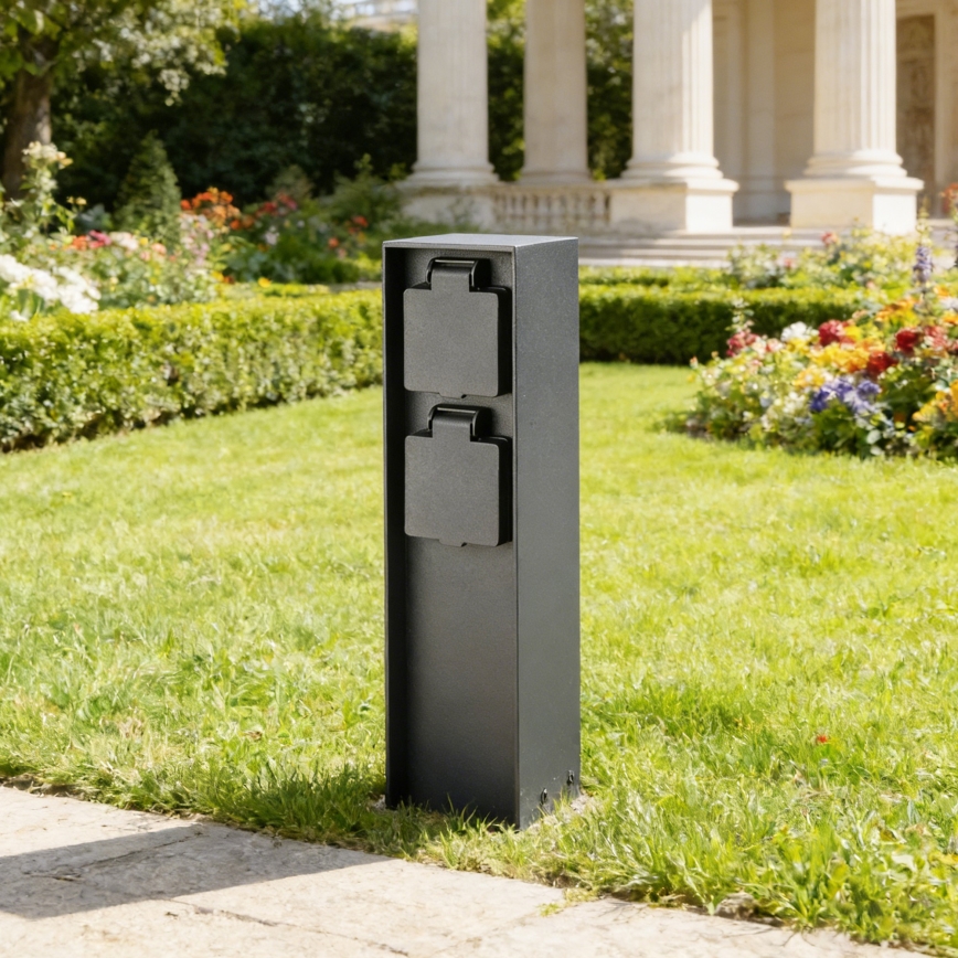 BRILAGI - Stâlp exterior de prize PILLAR, 2 prize SCHUKO, 230 V, IP44, negru