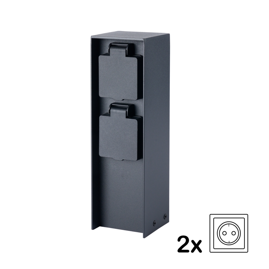 BRILAGI - Stâlp exterior de prize PILLAR, 2 prize SCHUKO, 230 V, IP44, negru