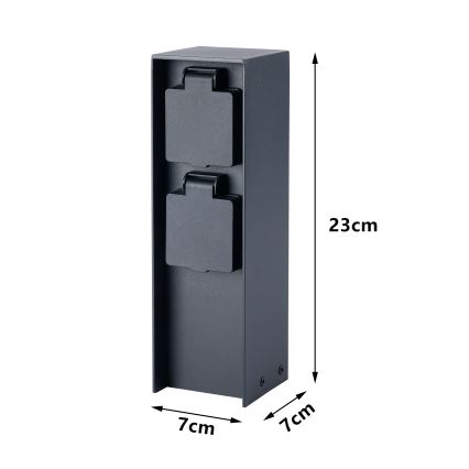 BRILAGI - Stâlp exterior de prize PILLAR, 2 prize SCHUKO, 230 V, IP44, negru