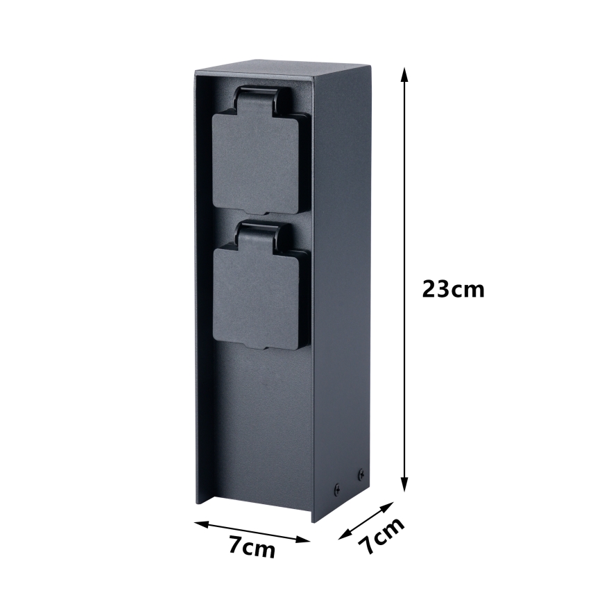 BRILAGI - Stâlp exterior de prize PILLAR, 2 prize SCHUKO, 230 V, IP44, negru