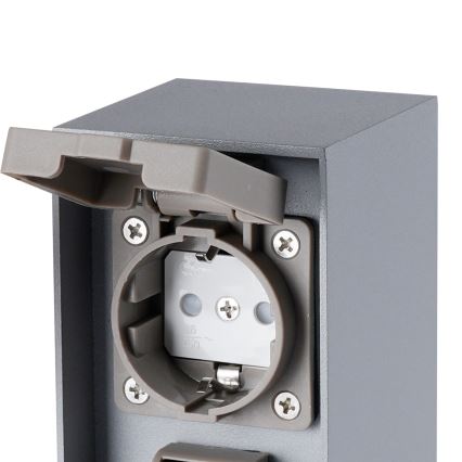 Brilagi - Stâlp exterior pentru prize PILLAR 2Z SCHUKO 230V IP44 argintiu