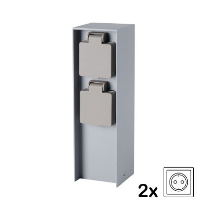 Brilagi - Stâlp exterior pentru prize PILLAR 2Z SCHUKO 230V IP44 argintiu