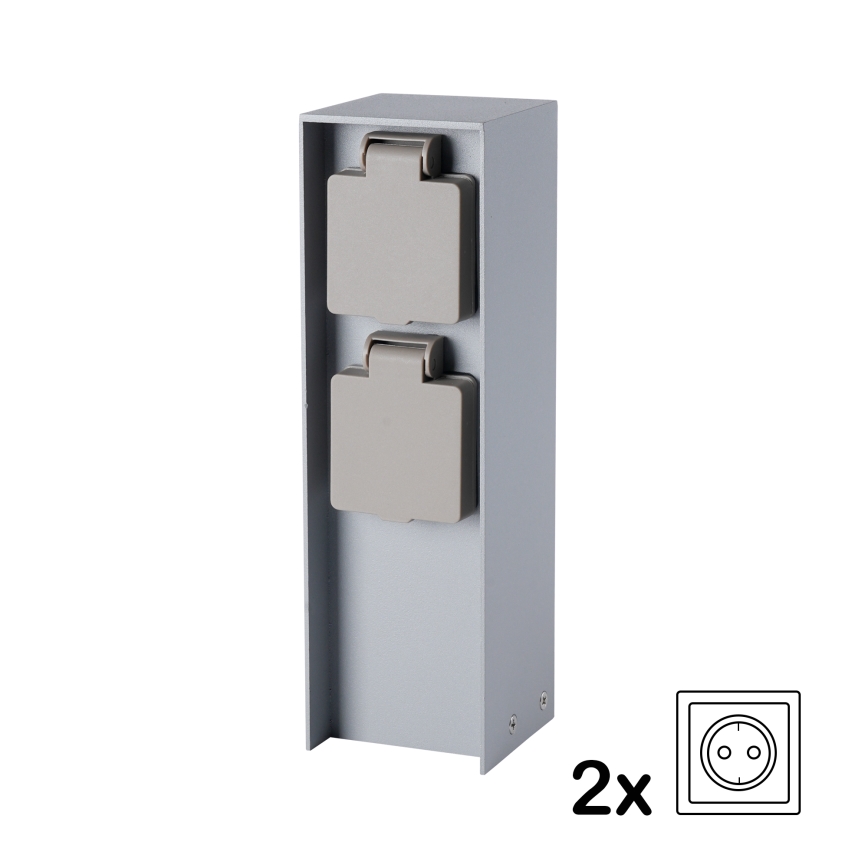 Brilagi - Stâlp exterior pentru prize PILLAR 2Z SCHUKO 230V IP44 argintiu