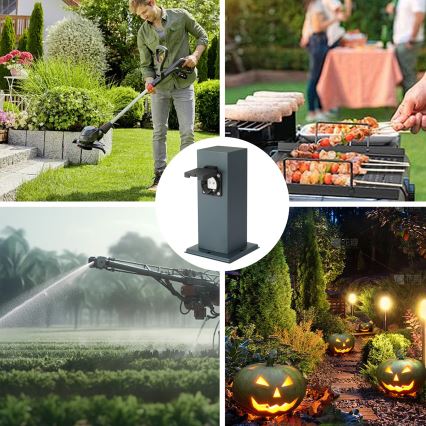 Brilagi - Stâlp exterior cu priză PILLAR 1Z SCHUKO 230V IP44 antracit