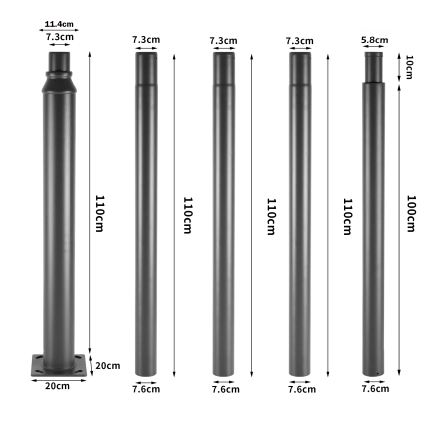 Brilagi - Stâlp metalic URBAN pentru iluminat exterior, 5 m, diametru 58 mm, antracit