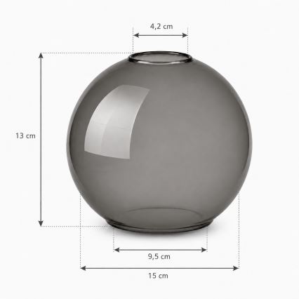 Brilagi - Sticlă de schimb pentru lustrul DIOR, E27, diametru 15 cm, gri fumuriu