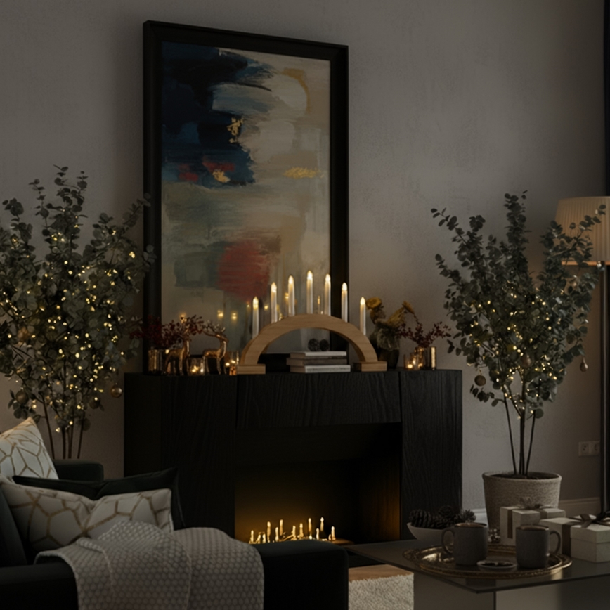 Brilagi - Suport LED pentru lumânare de Crăciun 7xLED/2xAA 28x45 cm