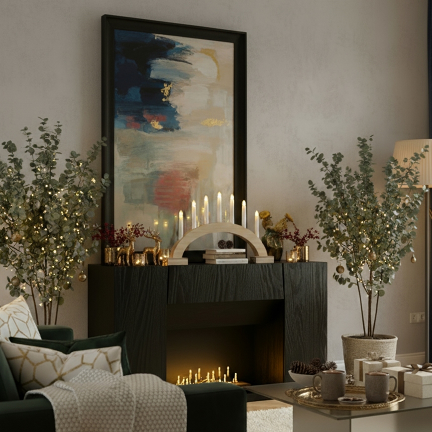 Brilagi - Suport LED pentru lumânare de Crăciun 7xLED/2xAA 28x45 cm