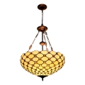 BRILAGI - Tiffany candelabru cu vitralii pe lanț IVORY SMOOTH 3xE27/60W/230V Ø 50 cm