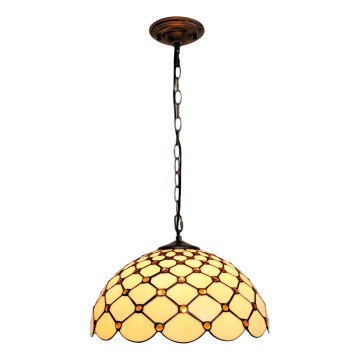 BRILAGI - Tiffany candelabru din vitralii cu lanț IVORY SMOOTH 1xE27/60W/230V Ø 40 cm