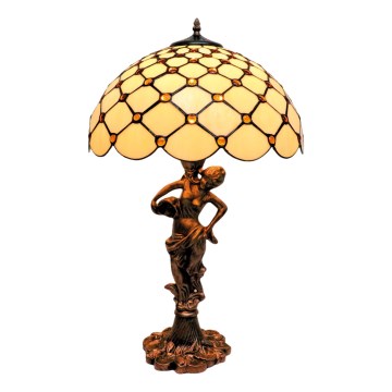 BRILAGI - Tiffany lampă de masă cu vitralii IVORY SMOOTH 1xE27/60W/230V
