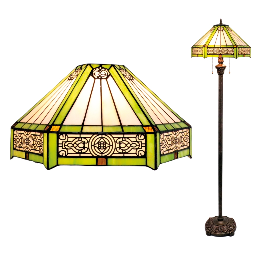 BRILAGI - Tiffany lampă de podea cu vitralii EMERALD 2xE27/60W/230V