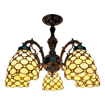 BRILAGI - Tiffany lustră aplicată din vitralii IVORY SMOOTH 5xE27/60W/230V Ø 60 cm