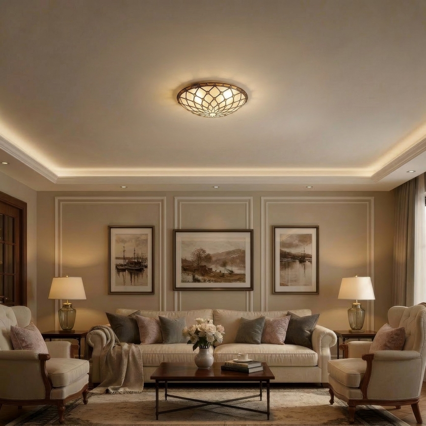 BRILAGI - Tiffany plafonieră cu vitralii IVORY 2xE27/60W/230V Ø 40 cm