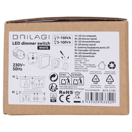 BRILAGI - Variator rotativ cu ramă 110W/230V alb