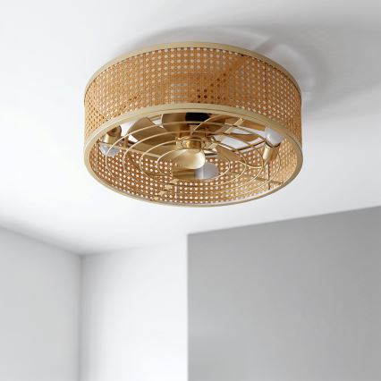 Brilagi - Ventilator de tavan Ø 50 cm, 4xE27/40W/230V, bambus, cu telecomandă