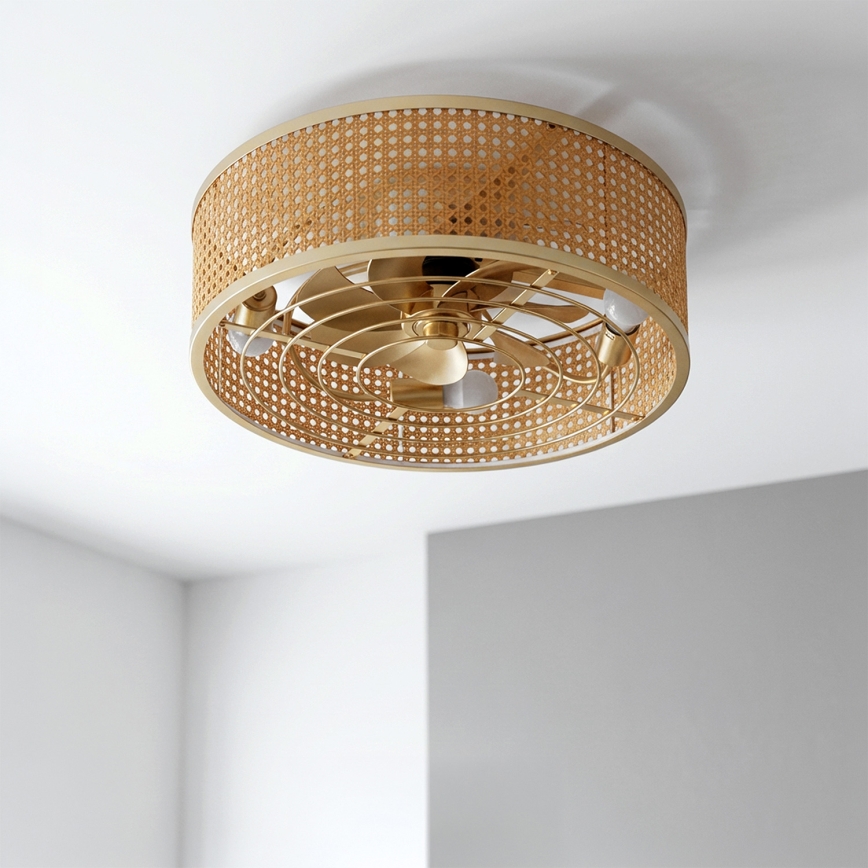 Brilagi - Ventilator de tavan Ø 50 cm, 4xE27/40W/230V, bambus, cu telecomandă